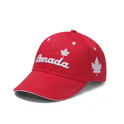SGS 6 لوحة مخصصة مطرزة قبعات البيسبول كندا أوراق القيقب
