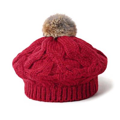 الشتاء النساء متماسكة قبعة صغيرة 56 سنتيمتر بوم بوم الفراء قبعة BIO مغسول القطن