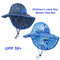 Kids Searsucker Blue Beach Hawaii Fisherman Hat مخصص Upf 50 Sun Protection Baby Summ