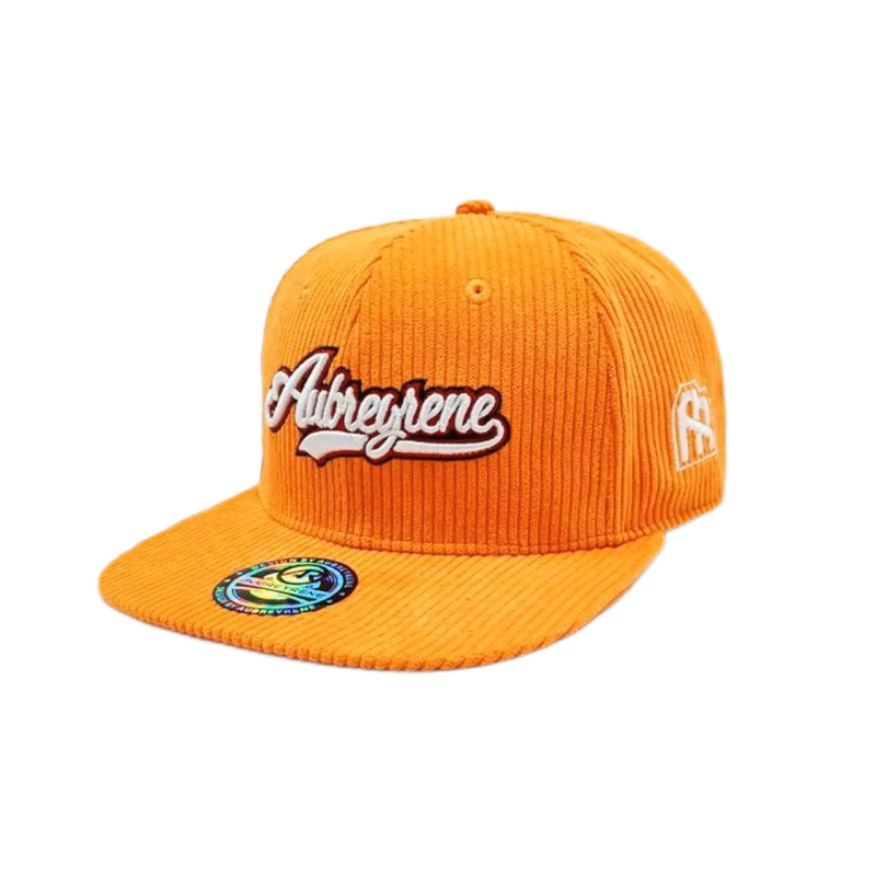 قبعة يونيسيكس ذات 6 لوحات من النوع Snapback Corduroy Flat Peak Mid Profile